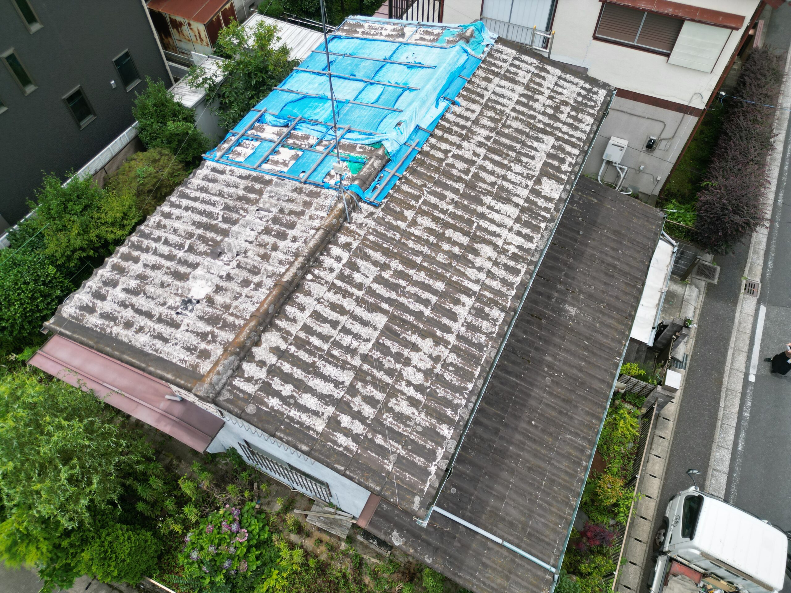 ノンアスベストのセキスイ瓦U　バリバリになり雨漏り